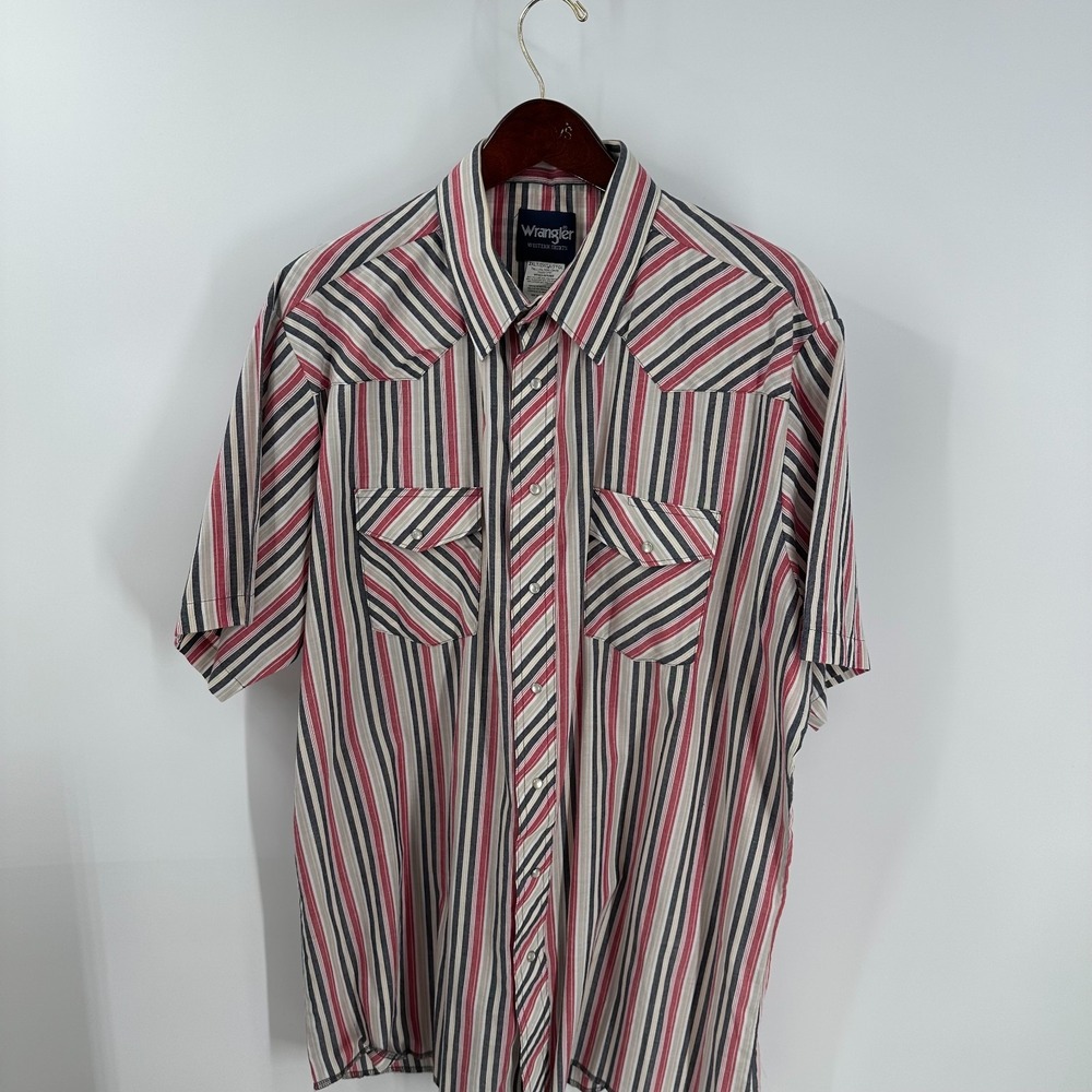 Wrangler Striped Pearl Snap Flap Pockets Western Shirt Multicolor Size 2XLT